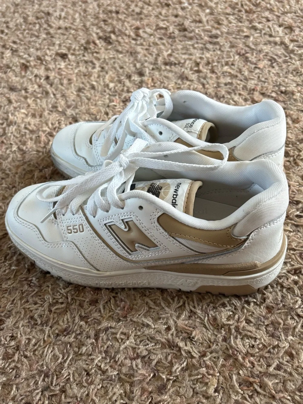 New Balance 550 White and Tan Women's Sneakers - Picture 5 of 5